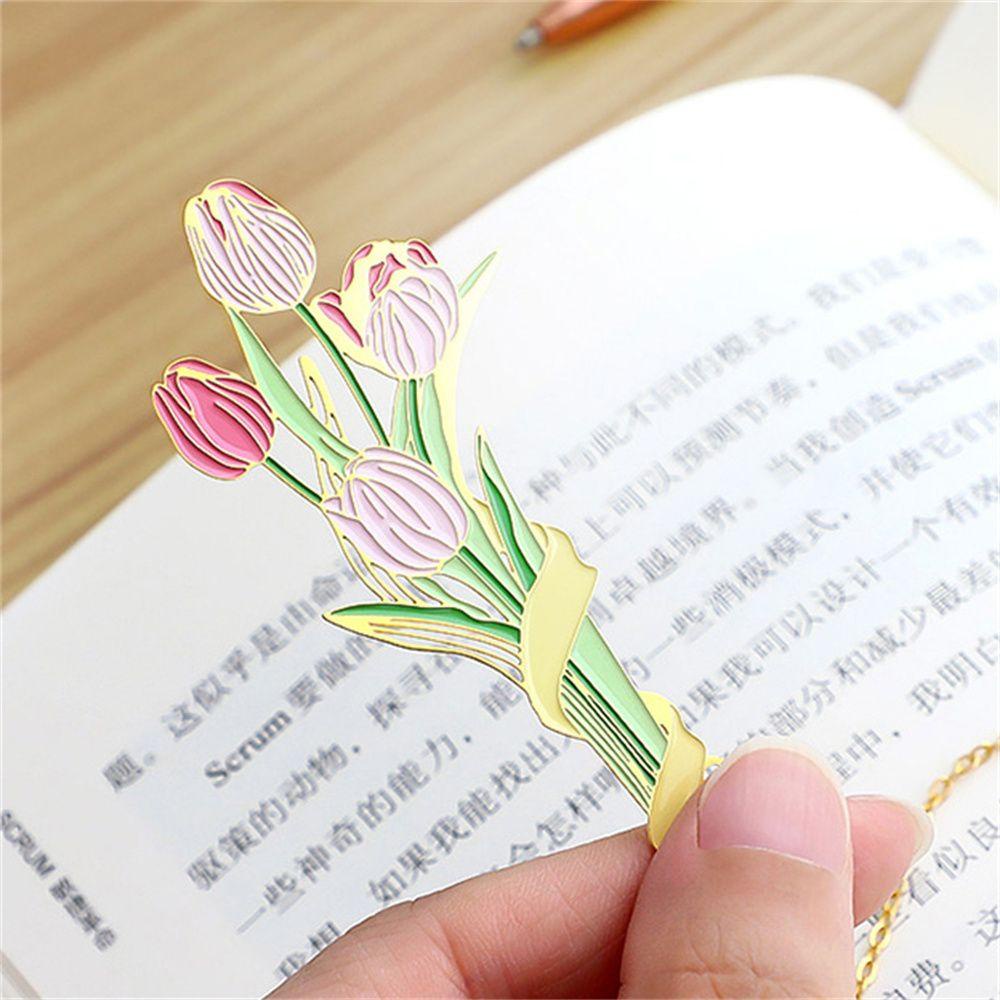 Lanfy Metal Bookmark Hadiah Hari Guru Perlengkapan Sekolah Klip Halaman Klip Buku Book Holder Hollow Space Bookmark