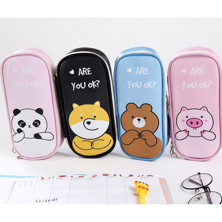 Tempat Pensil Jumbo Kartun HEWAN ARE YOU OK? / Tepak Tempat Alat Tulis Besar Gambar Hewan Lucu Imut