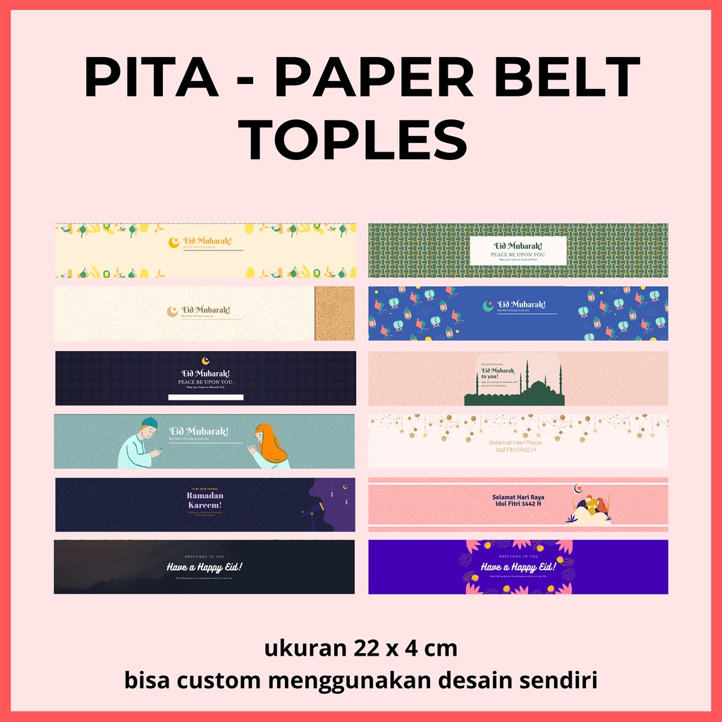 

(22x4) Pita / Paper Belt / Label Segel Toples Hampers Custom Murah