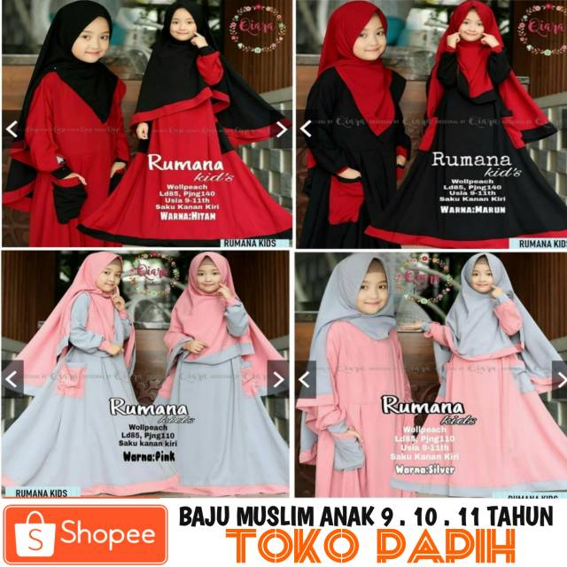  Gamis  anak  perempuan 9 10 11 tahun baju  lebaran anak  