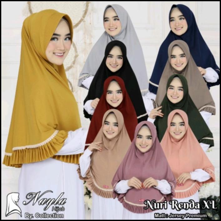 Kerudung Instan Jersey Jumbo Nuri Renda Xl | Bergo Jersey Renda Jumbo