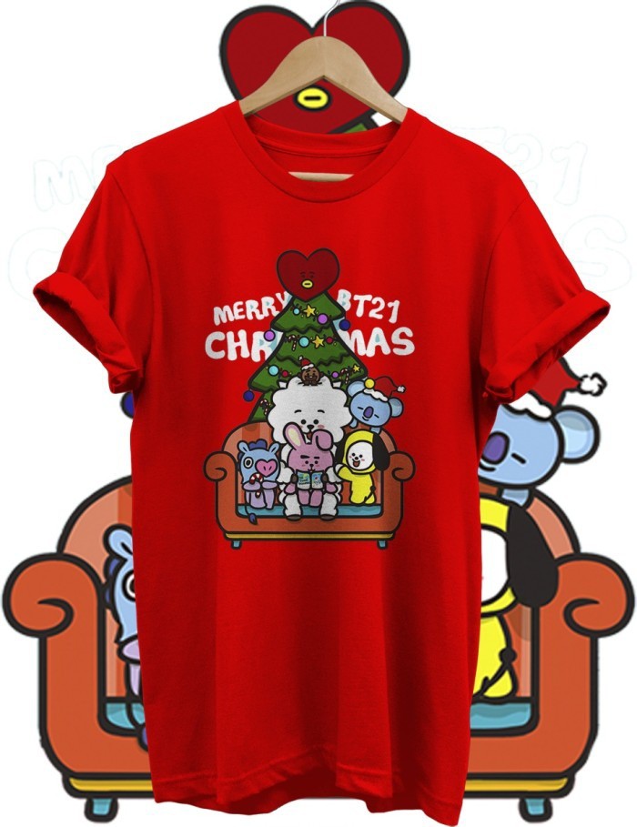 KAOS NATAL BT21 DUDUK BAJU BTS NATAL CHRISTMAS COMBED 30S KATUN COMBED 30S