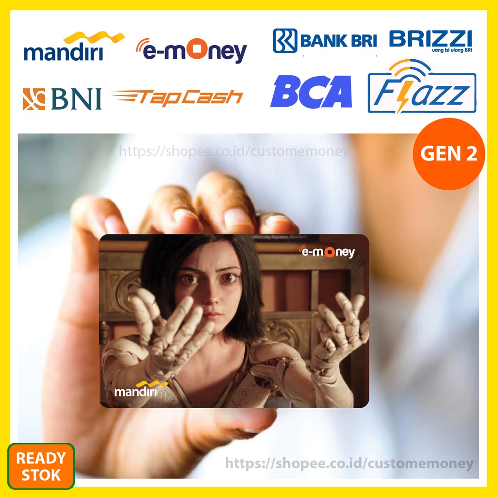 KARTU EMONEY ALITA BATTLE ANGLE SUPERHERO 64 ETOLL MANDIRI FLAZZ BCA GEN 2 TAPCASH BRIZZI - 1 SISI