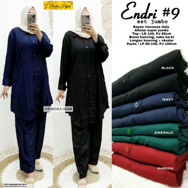 [Size Jumbo] endri daily set jumbo LD 140 - Setelan tunik dan celana bahan rayon viscose