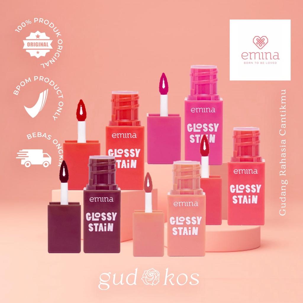 EMINA Glossy Stain Liptint - Lipstick Lipstik Cair BPOM Original