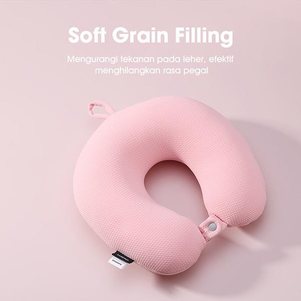 Bantal Leher  Travel Anti Pegal Serbaguna Lembut Dewasa Multifungsi Dengan Kancing U-Shaped Neck Pillow NEOKI BNP100