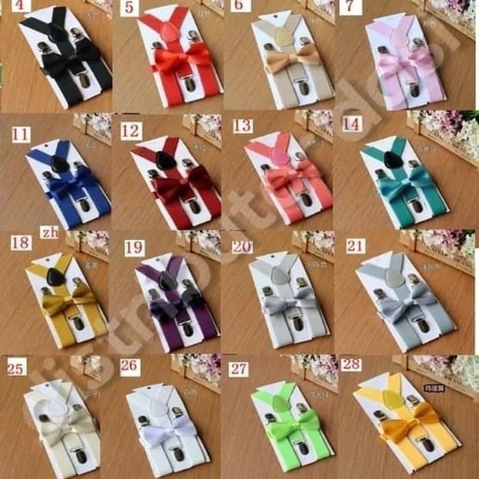 Suspender Anak Dasi Kupu Kupu Set Hitam Merah Biru ready stok