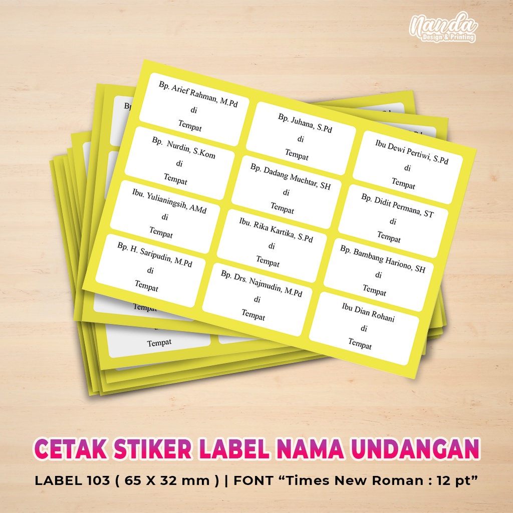 

CETAK STIKER LABEL NAMA UNDANGAN LABEL 103