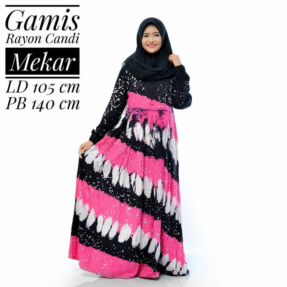 Gamis Twill Super Ori Murah Bahan Rayon Candi Mekar Model Baju Gamis Terbaru 2020 GMYR1005