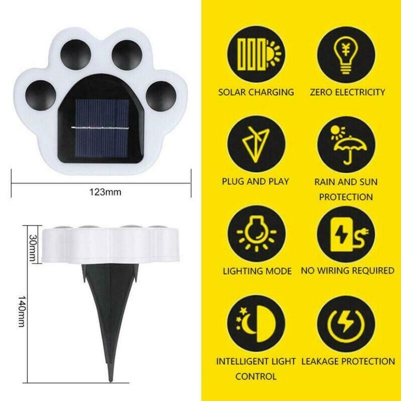 [ Solar Powered Waterproof Lawn Bear paw LED Pathway Decoration Lightings] [Waterproof Outdoor Landscape Lighting for Garden, Patio, Yard,Walkway, stairs，Yard]