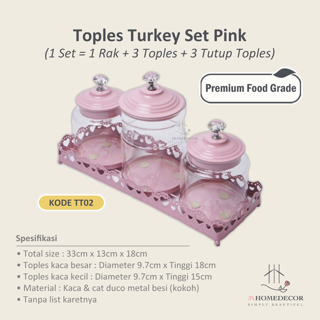 1.	Toples Turkey Set /Toples kaca set isi 3 PINK