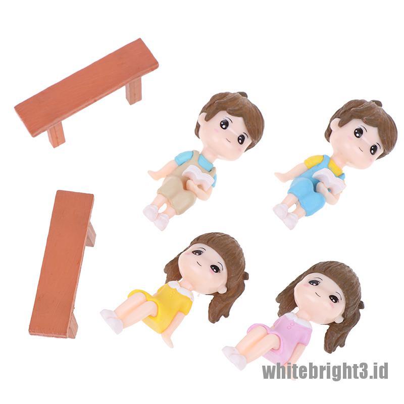 ❤White3 Warna Putih❤ 1 Set Miniatur Pasangan Kekasih DIY Untuk Dekorasi Rumah Boneka