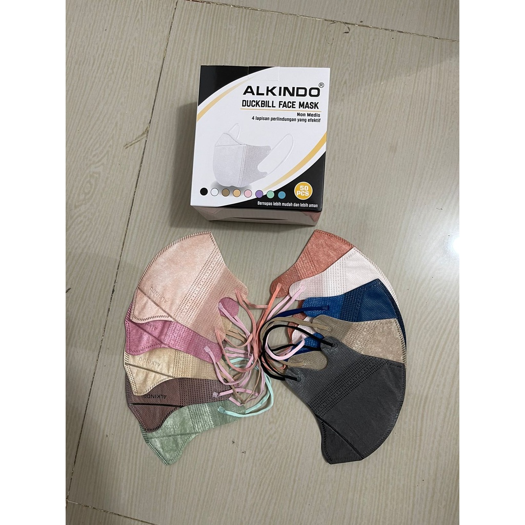 masker duckbil alkindo mix warna / masker warna warni isi 10pcs / masker