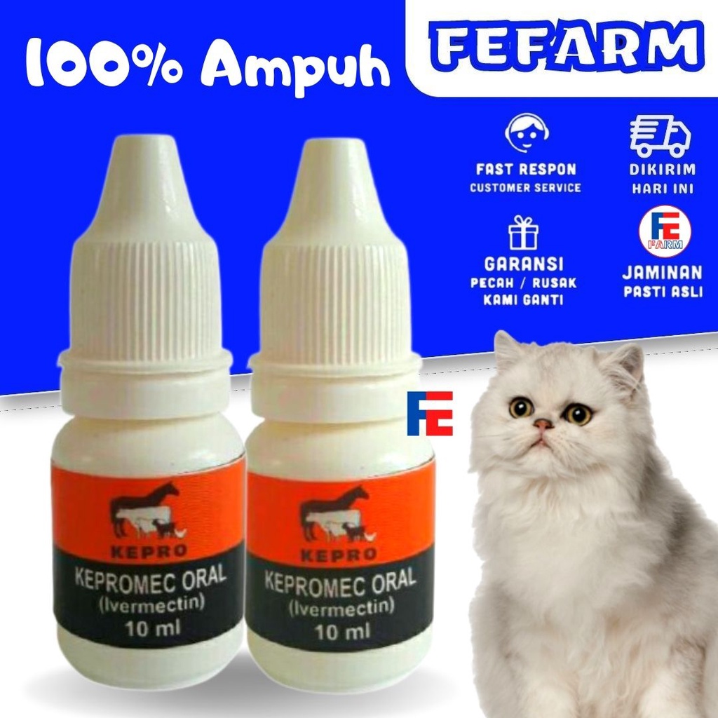 KEPROMEC ORAL 10 ML - Obat Gudik Jamur Scabies Kucing Kelinci Anjing FEFARM