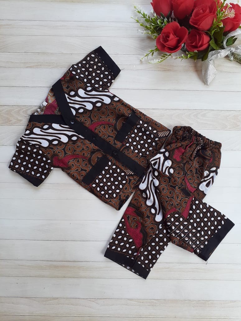 Setelan Batik Anak Baju Tidur Anak Motif Elegan,usia 1-5 Tahun Laki-laki, Perempuan.