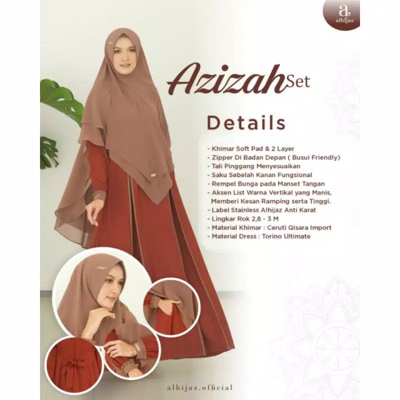 Azizah set by al hijaz, original al hijaz, gamis set