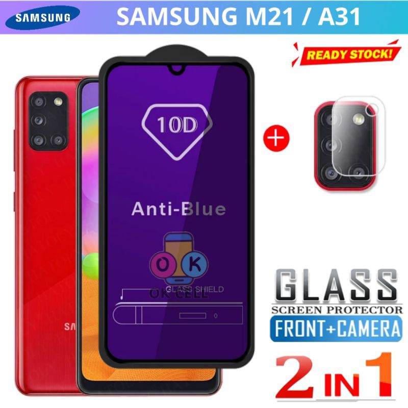 2in1-Tempered Glass Anti Blue Light Samsung M21 M31- Tg Anti Radiasi Ray Samsung A31 M31 Full Layar