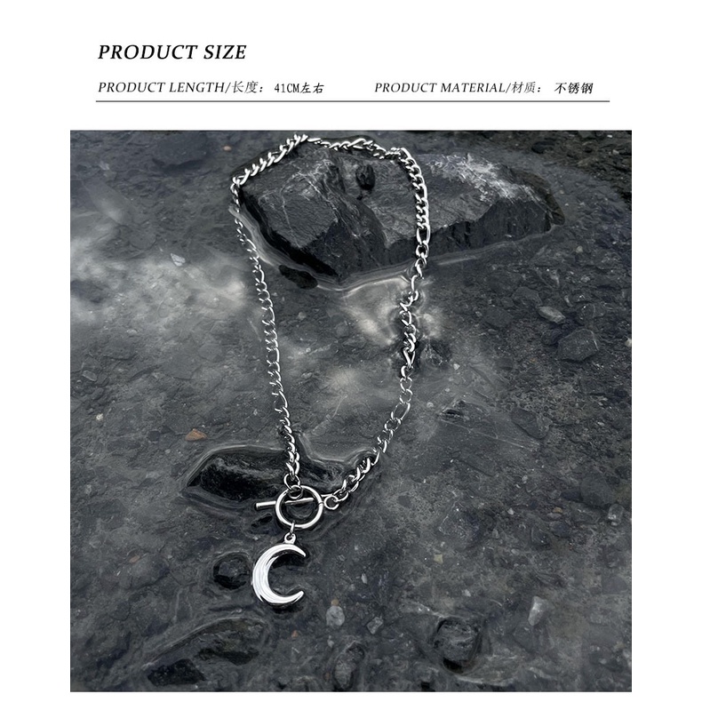 Harajuku in bulan tebal kalung kalung punk disco pria dan wanita retro Jalan gaya gelap tidak memuda