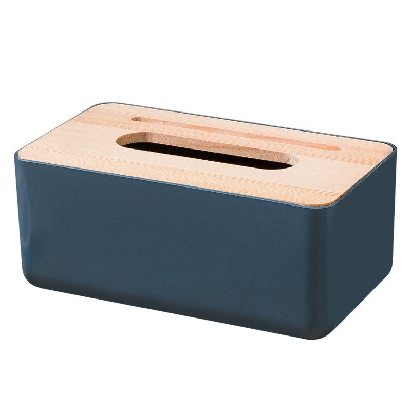 Kotak Tisu Kayu Tissue Box dengan Holder Smartphone Blue