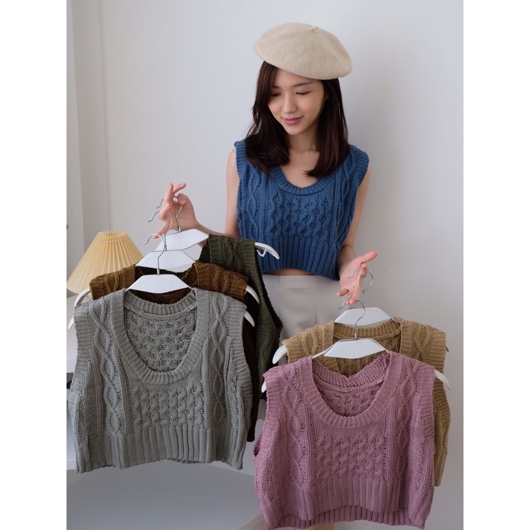 Kadaka T-0403 Crop Vest Knit Premium Korea