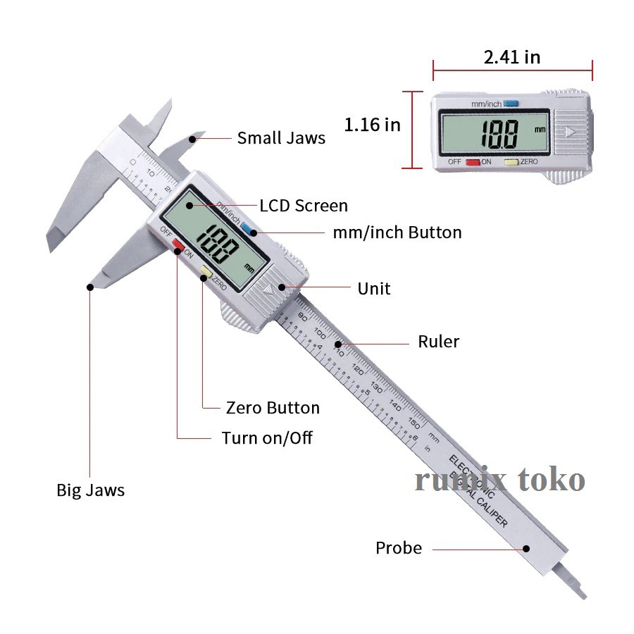 Digital Caliper Meter Jangka No Digital 0-150MM Jangka Caliper Sorong Sigmat Digital LCD Screen