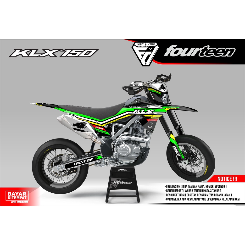 DECAL KLX 150 BF - stiker dekal klx full body custom WARNA HIJAU KEREN