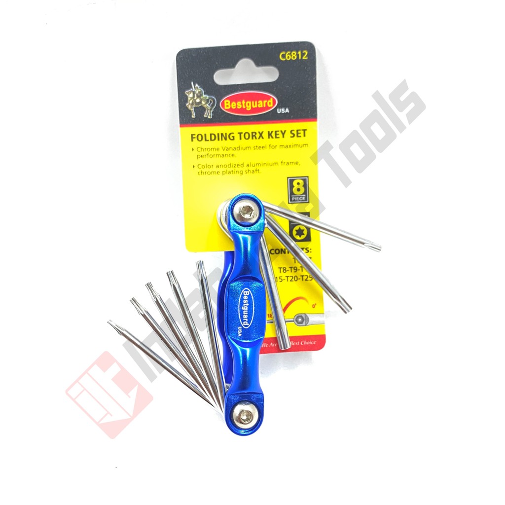 BESTGUARD C6812 Kunci L Bintang Set 8 Pcs LIPAT - Torx Key Set