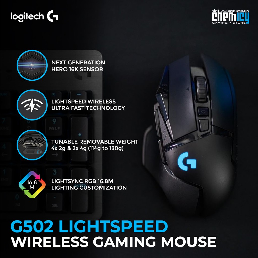 Logitech G502 HERO 16K Lightspeed Wireless Gaming Mouse