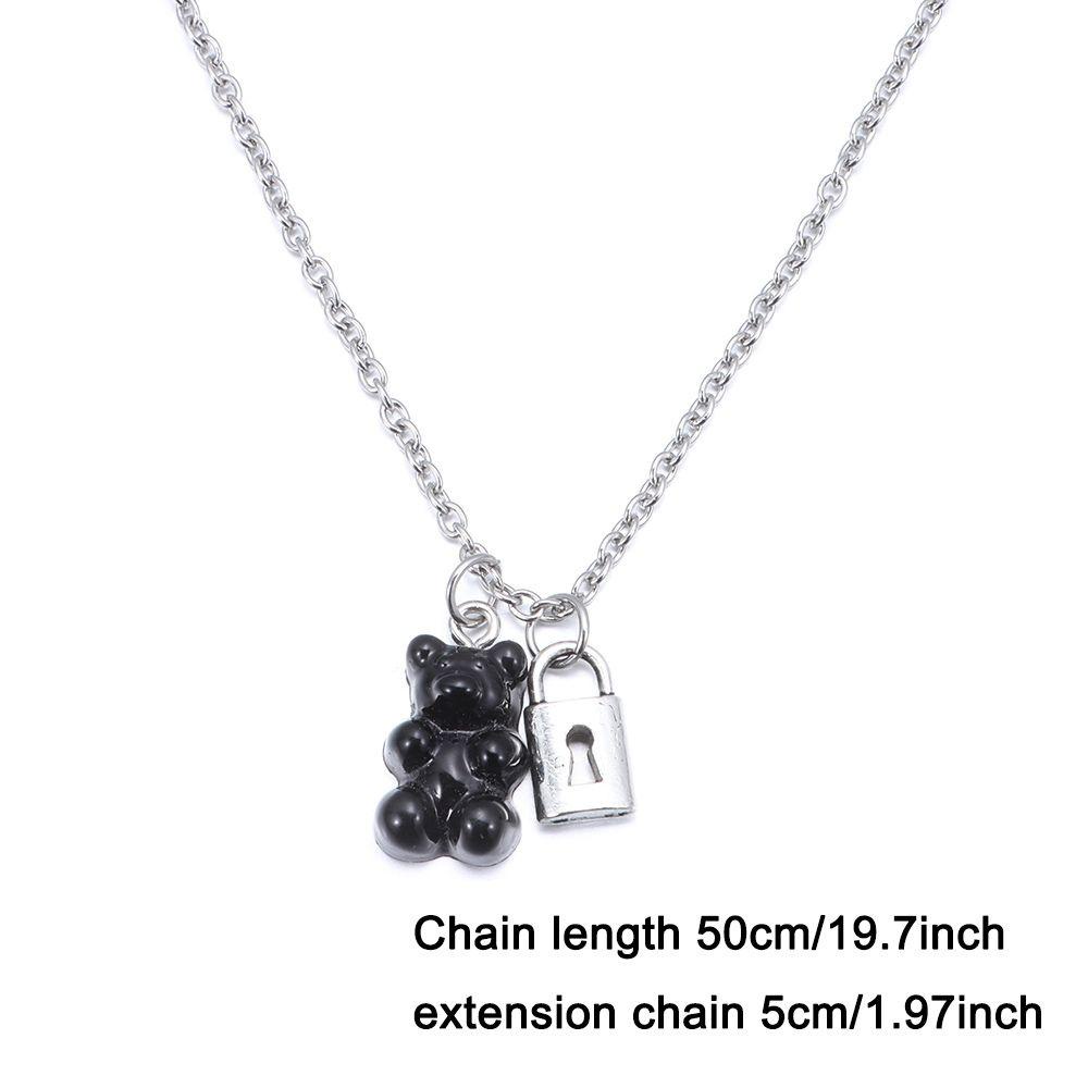 Kalung Liontin Beruang Nanas Trendi Glamour Hadiah Pesta Rantai Ganda Liontin Choker