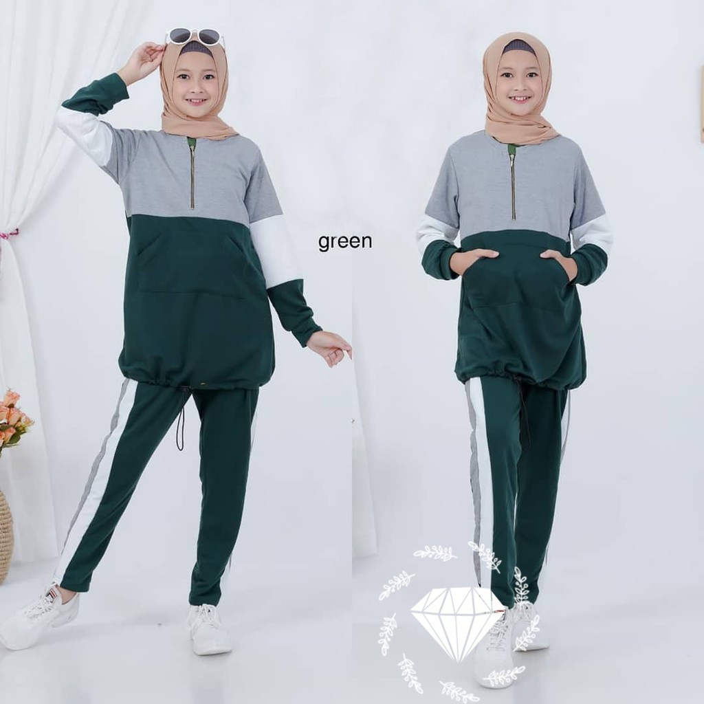 Setelan Baju Olahraga Anak perempuan Gowes Umur 9 10 11 12 Tahun Stelan wanita Murah Import Cewek