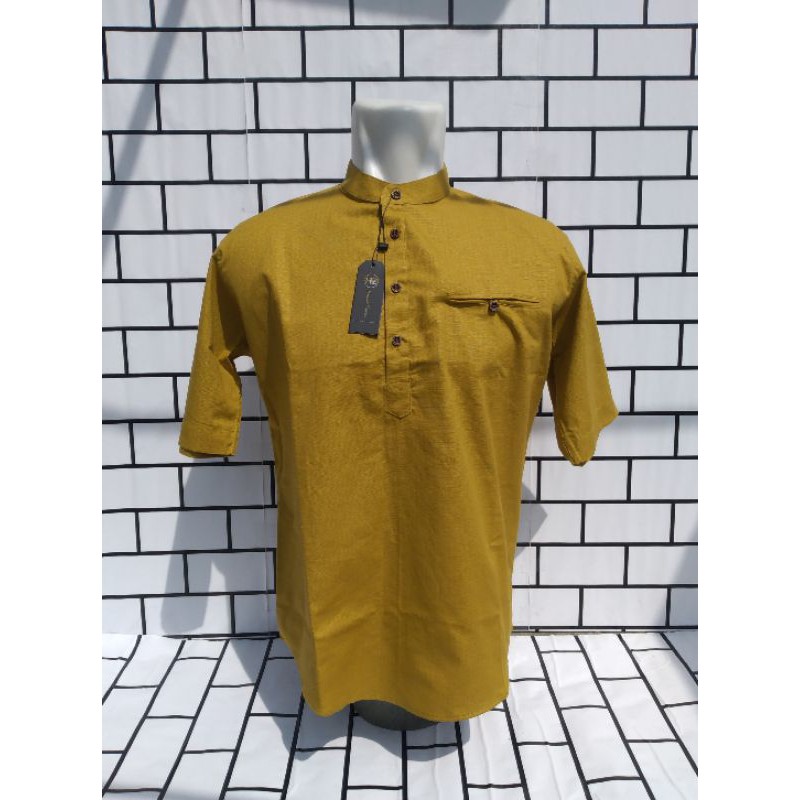 Best Kemeja Koko Pria Lengan Pendek Warna lime - baju koko pria warna kuning lemon