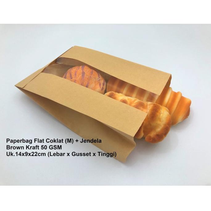 

[KODE PRODUK DSQAL5234] Paperbag kantong kertas coklat 14x9x22 (M)+ jendela. Bakery roti kue