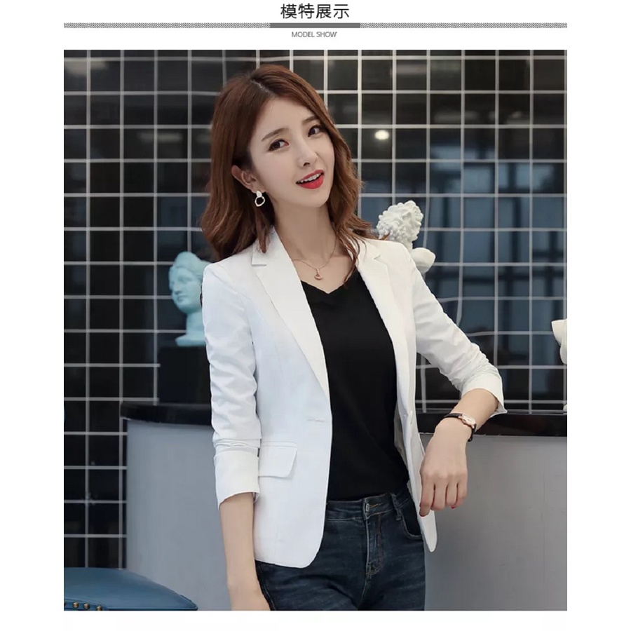 BLAZER KOREA WANITA SANTAI WARNA PUTIH - BLAZER KERJA WANITA WARNA PUTIH FORMAL SLIMFIT NIKAYU