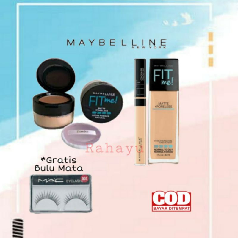 Maybelline - Paket Maybelline Make Up Foundation Concealer Dan Bedak Tabur 2in1 - Paket Kosmetik - P