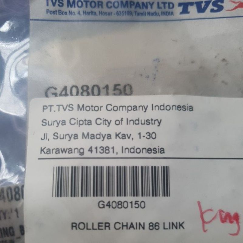 Rantai Kamprat King Kargo 86 TVS. Roller Chain 86 Link