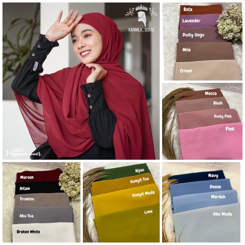 Pashmina Inner 2in1 Ceruty Babydoll Premium Pashmina Inner Premium