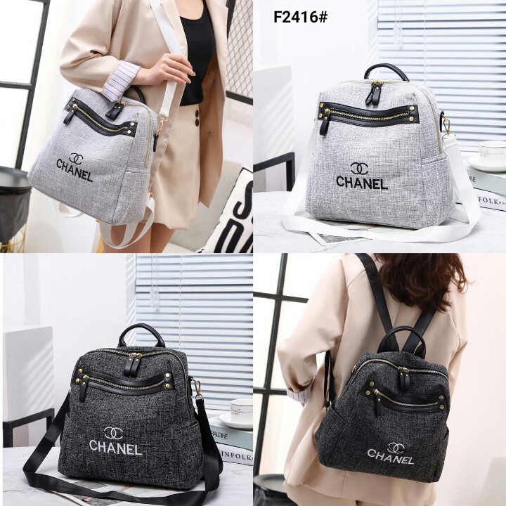 S-RANSEL BAGUS BANGET Ch4N3L Canvas Las Palmas Backpack Multy Fungsi F2416#