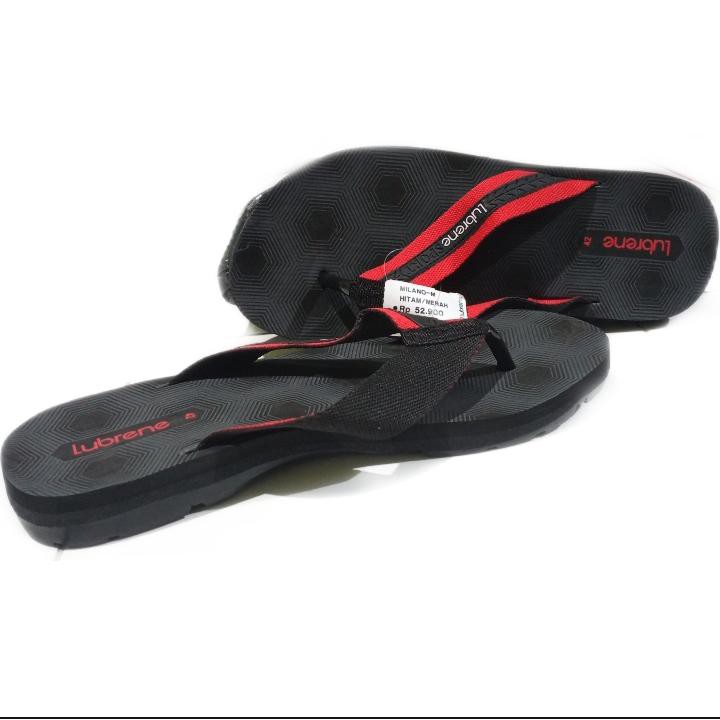 (GLOSIR DAN ECERAN) Lubrene Milano Hitam Merah Size 38-43 / Sandal Terbaru 2020 / Sandal Casual