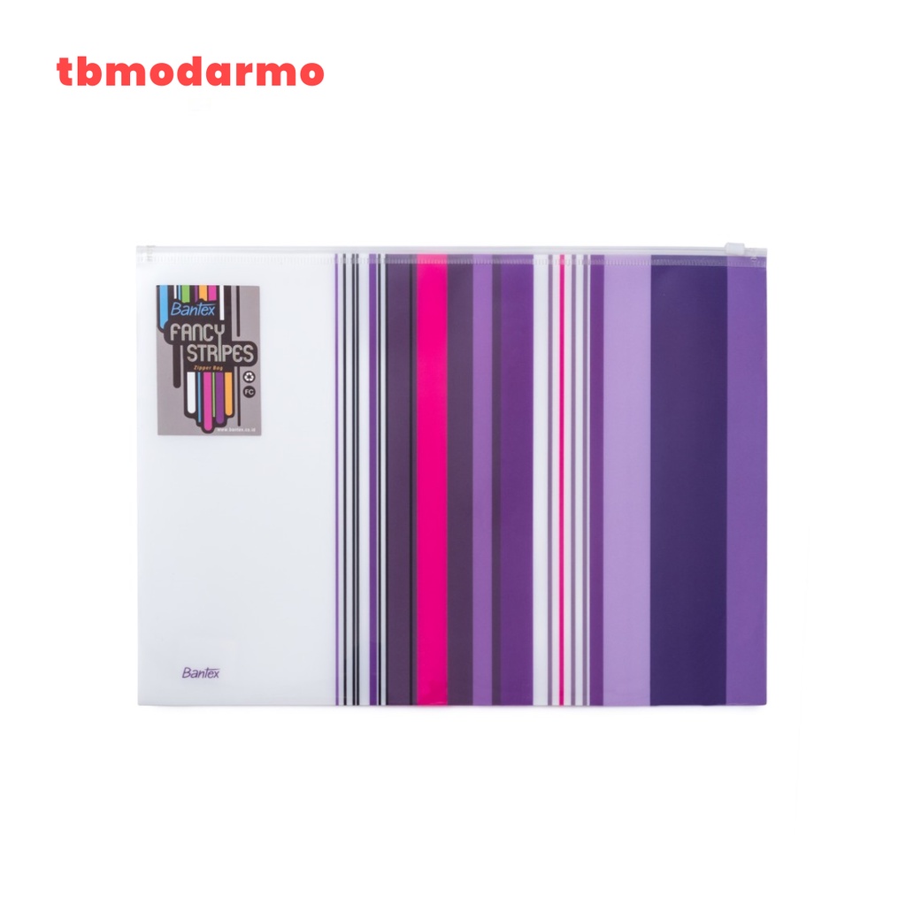 TBMO Bantex PP Fancy Stripes Zipper Bag Folio Lilac 8075 21