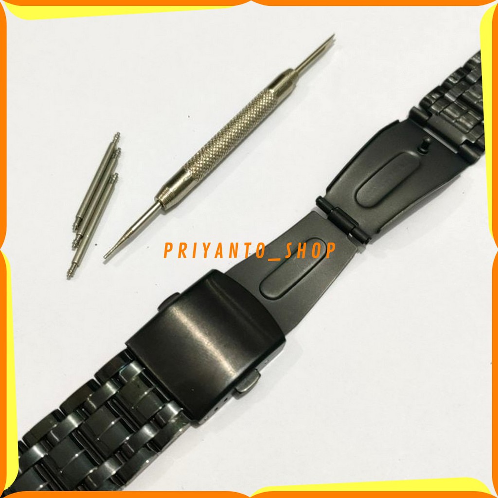 Tali Jam Tangan Stainless steel 22mm Tali strap Watch solid Hitam 22MM FREE PEN Remover