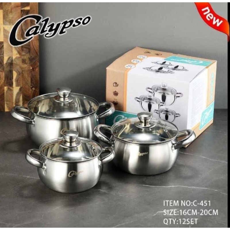 Panci Labu Calypso/Panci Tutup Kaca/Panci Viral/Panci Murah/Panci Tutup Kaca Stainless Steel/Panci C