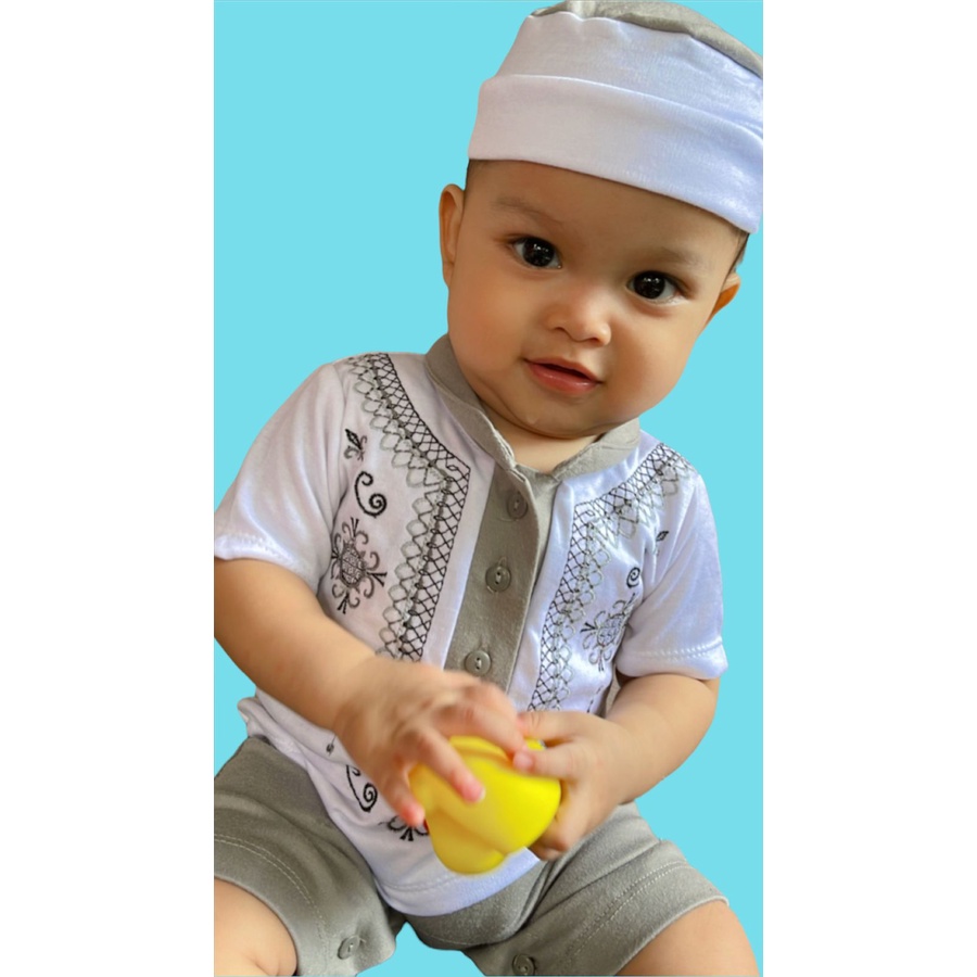 Baju Koko Bayi Romper Hokiku Newborn Baju Kodok Bayi Topi Peci Bayi 0-1 Tahun baju koko