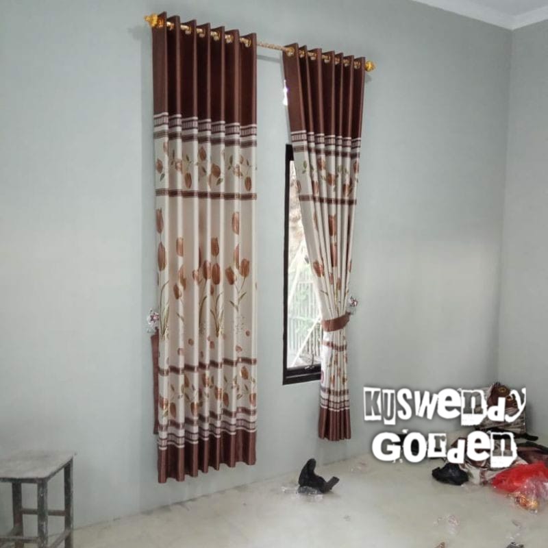 Gorden Blackout Bunga Tulip 100 x 250 cm Tinggi 2.5 meter Hordeng Jendela Pintu Tirai Minimalis