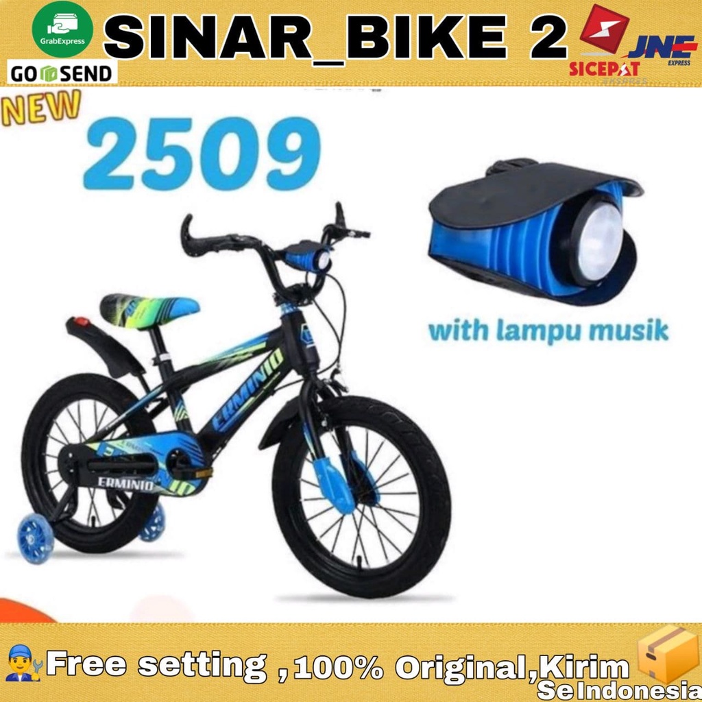 Sepeda Anak Laki BMX ERMINIO New 2509 Ukuran 12 16 18 Musik Dan Lampu