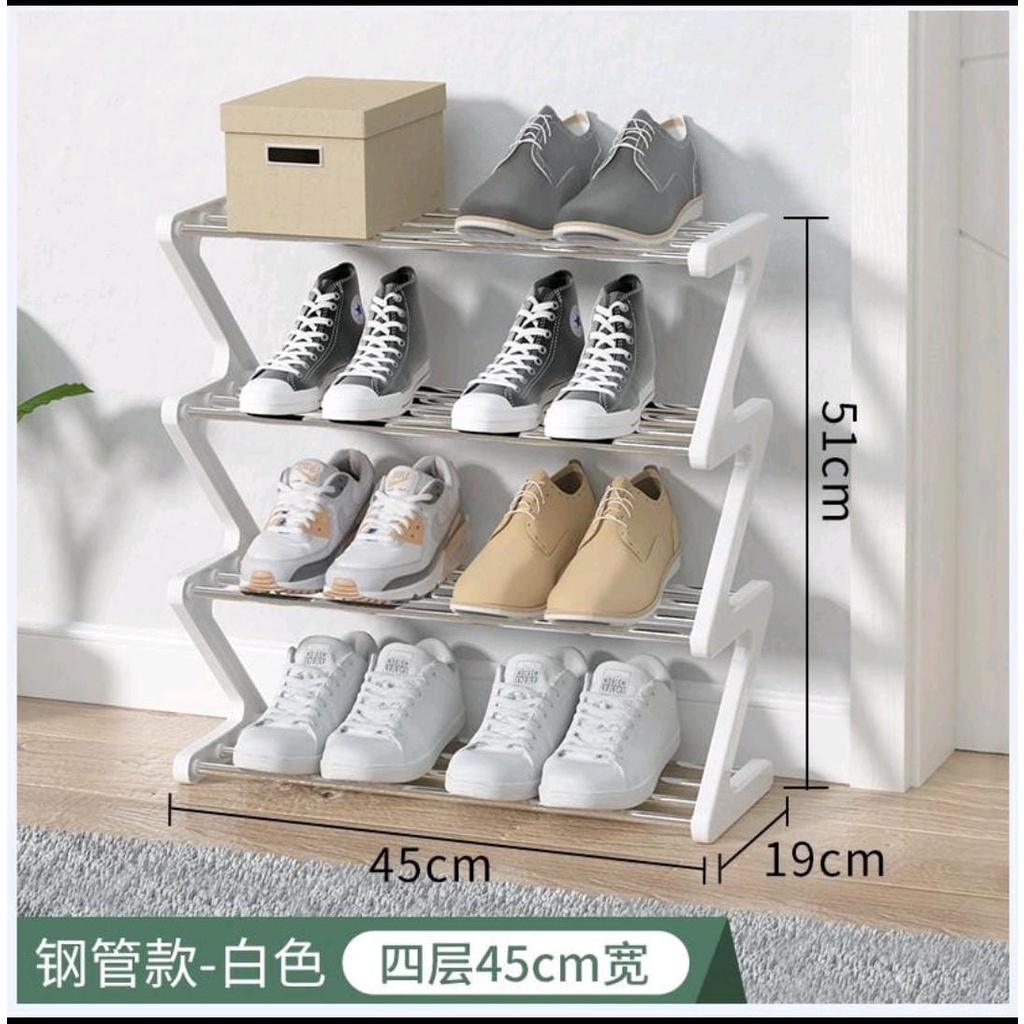 SHENAR - RAK SEPATU ZIGZAG - RAK SANDAL 4 SUSUN - RAK SEPATU SERBAGUNA - Z SHAPE SHOE RACK