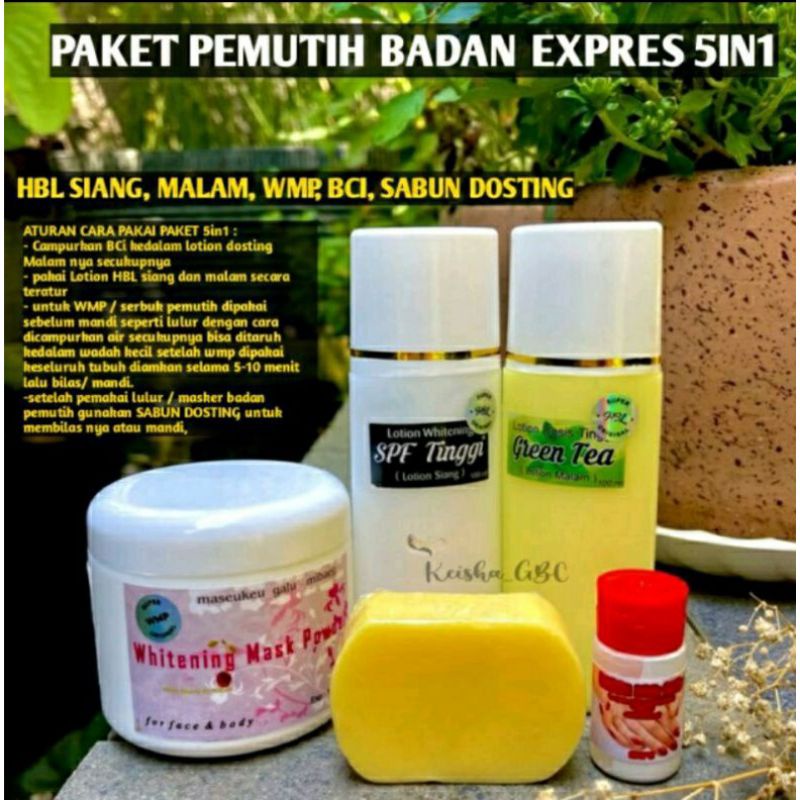 Paket Hb Dosting / Paket Pemutih Badan Pria &amp; Wanita Ampuh Putihkan Badan / Paket Hemat Dosting 5in1