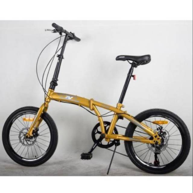 sepeda lipat bnb chris warna gold, sepeda bnb 20 folding chris, 7 speed