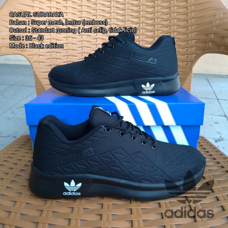 SEPATU SEKOLAH ADS HITAM POLOS (A1)