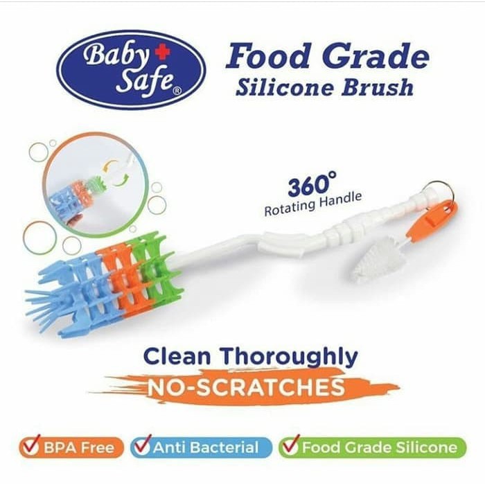 Sikat Botol Susu Bayi Silikon BS 366Baby Safe Silicone Bottle Brush