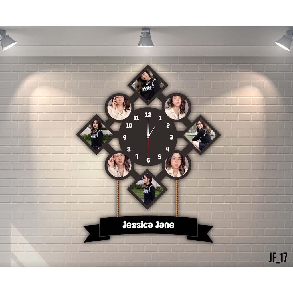 Jam Dinding Frame Custom Foto Pernikahan Keluarga Ulangtahun JF17